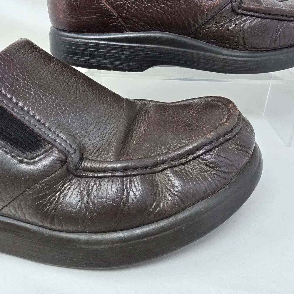 SAS Slip On Loafers Mens 9 M Soft Step Tripad Comfort Brown Leather Shoes Fair